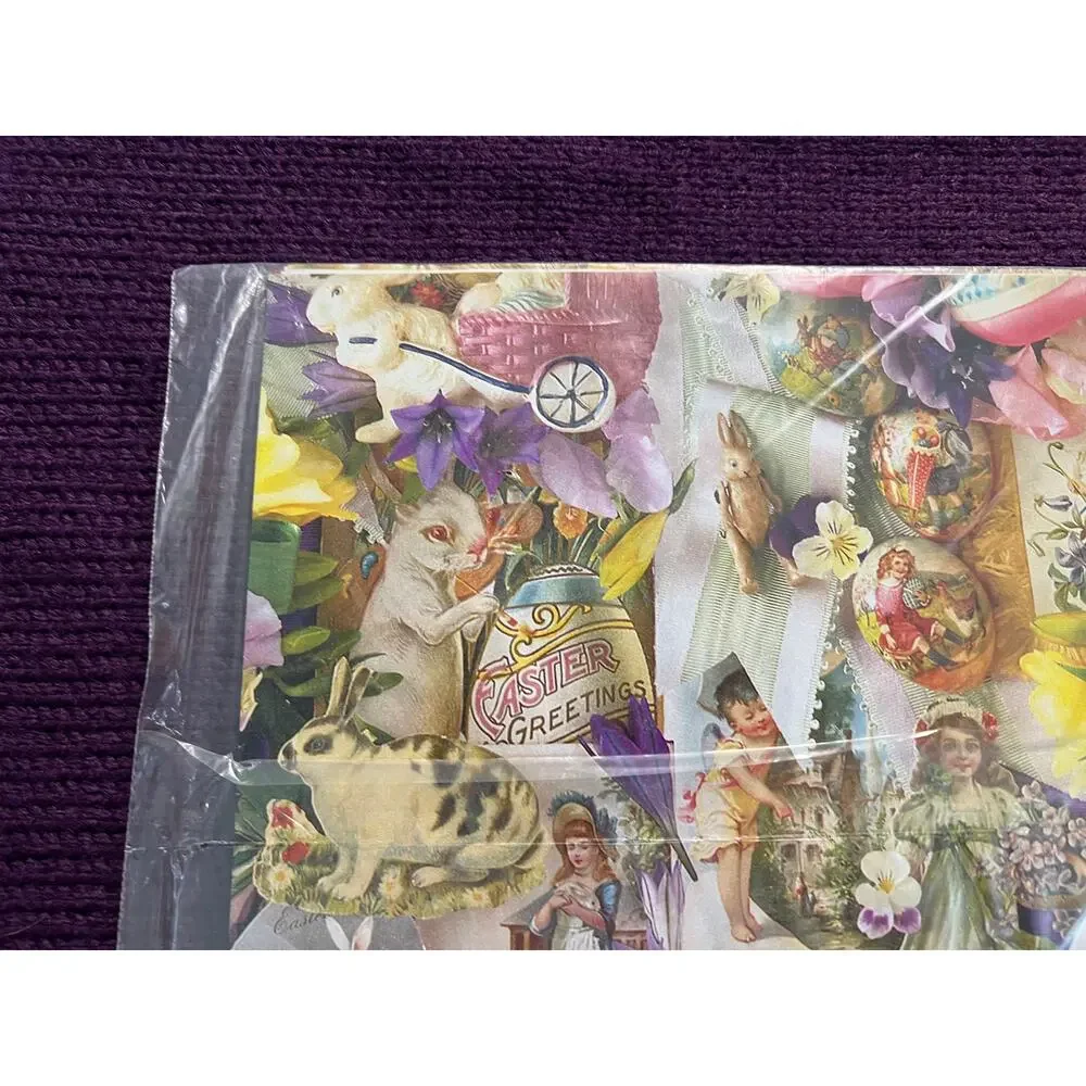 Hallmark wrapping paper easter victorian revival pastel 1980s